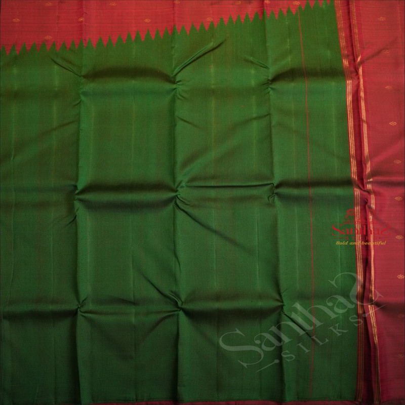 DARK GREEN COLOUR BODY AND CONTRAST PALLU & BLOUSE