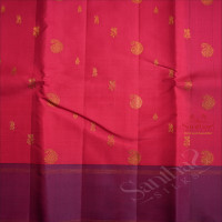 BARBIE PINK COLOUR BODY WITH GOLDEN ZARI SMALL MOTIFS & BUTTAS AND CONTRAST BLOUSE & PALLU