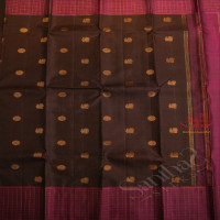 COFFEE BROWN COLOUR BODY WITH ANNAM CHAKKARAM BUTTA WITH CONTRAST BLOUSE & BORDER