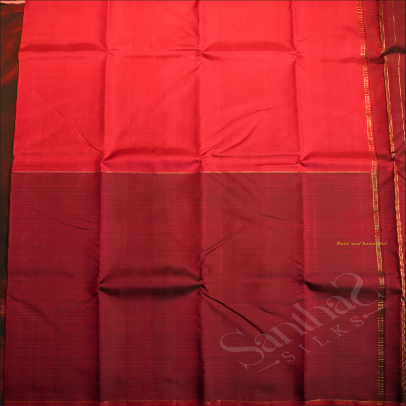 HALF & HALF DARK ROSE AND MAGENTA COLOUR BODY AND CONTRAST PALLU & BLOUSE