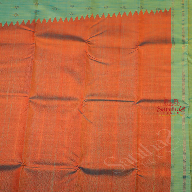 BORDERLESS RUST ORANGE COLOUR BODY WITH CONTRAST BLOUSE & PALLU