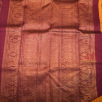 BORDERLESS AMBER YELLOW COLOUR FANCY PATTERN WITH CONTRAST BLOUSE