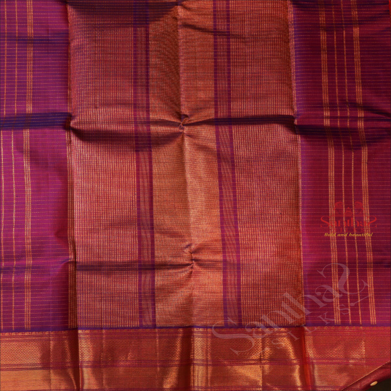 PINK COLOUR CHECKED BODY WITH CONTRAST BLOUSE & BORDER