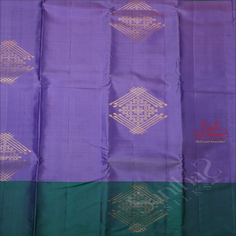 MEDIUM PURPLE COLOUR BODY WITH GOLDEN ZARI MOTIF WITH CONTRAST BLOUSE & BORDER