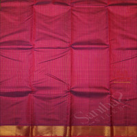 VIOLET COLOUR CHECKED BODY WITH GOLDEN ZARI BORDER & SELF BLOUSE