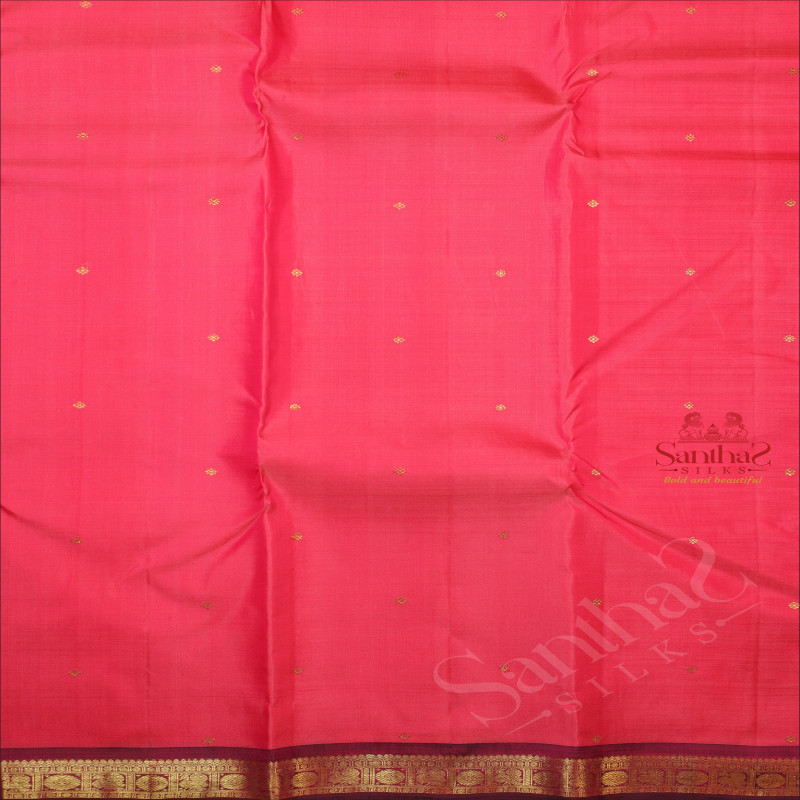 BABY PINK COLOUR CHECKED BODY WITH GOLDEN ZARI BUTTA WITH CONTRAST BLOUSE & BORDER