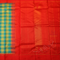 MUSTARD YELLOW & BLUE COLOUR CHECKED BODY WITH CONTRAST BLOUSE & BORDER