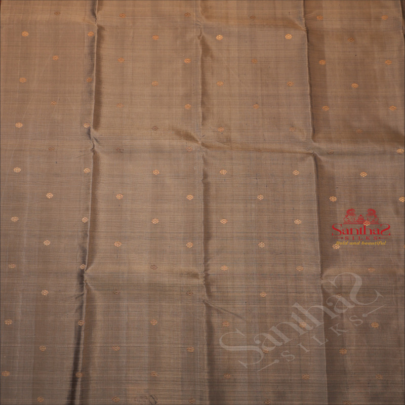 GREY COLOUR BODY WITH GOLDEN ZARI BUTTA WITH SELF BLOUSE