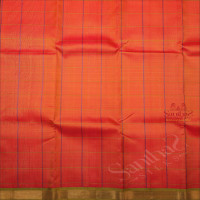 PEACH ORANGE COLOUR CHECKED BODY WITH CONTRAST BLOUSE & WITHOUT BLOUSE