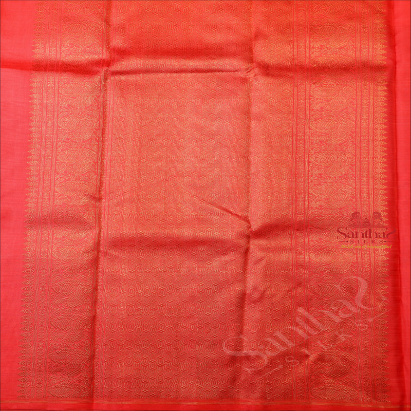 TORQUOISE BLUE COLOUR BODY WITH GOLDEN ZARI KOLAM BUTTA WITH CONTRAST BLOUSE