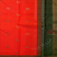 ORANGE COLOUR BODY WITH GOLDEN ZARI ANNAM CHAKKARAM BUTTA WITH CONTRAST BLOUSE