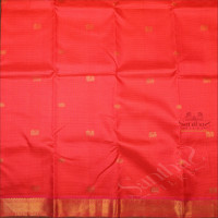 PINKISH PEACH COLOUR CHECKED BODY WITH GOLDEN ZARI ANNAM CHAKKARAM BUTTA WITH CONTRAST BLOUSE