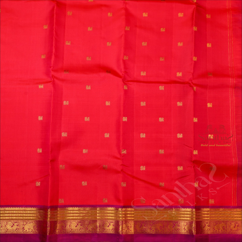 PINK COLOUR BODY WITH GOLDEN ZARI ANNAM BUTTA WITH CONTRAST BLOUSE & BORDER