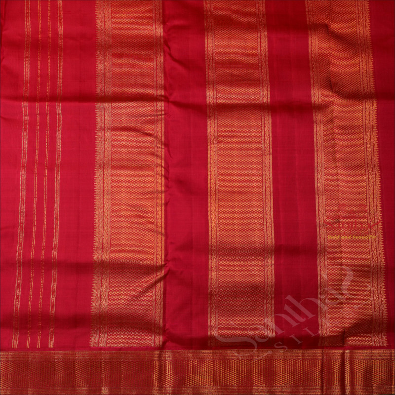 9 YARDS MADISAR VIOLET COLOUR CHECKED BODY WITH GOLDEN ANNAM CHAKKARAM BUTTA SELF BORDER & WITHOUT BLOUSE