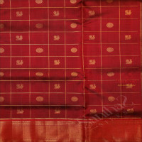 9 YARDS MADISAR MAROON COLOUR CHECKED BODY WITH ANNAM CHAKKARAM BUTTA & WITHOUT BLOUSE