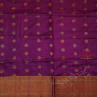 VIOLET COLOUR BODY WITH GOLDEN AND SILVER ZARI FLORAL BUTTA WITH CONTRAST BLOUSE & BORDER