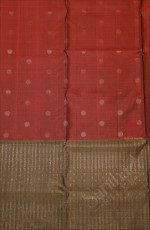DARK PEACH COLOUR BODY WITH GOLDEN ZARI FLORAL BUTTA WITH CONTRAST BLOUSE & BORDER