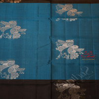BLUE COLOUR BODY WITH COPPER ZARI FLORAL BUTTA WITH CONTRAST BLOUSE & BORDER