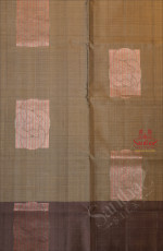 ASH GREY COLOUR BODY WITH SILVER PINK ZARI BIG BUTTA WITH CONTRAST BLOUSE & BORDER