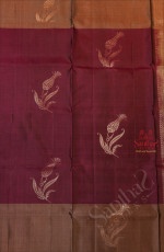 BEETROOT PURPLE COLOUR BODY WITH COPPER ZARI FLORAL BUTTA WITH CONTRAST BLOUSE & BORDER