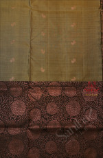 DARK MOSS GREEN COLOUR BODY WITH COPPER ZARI LEAF BUTTA WITH CONTRAST BLOUSE & BORDER