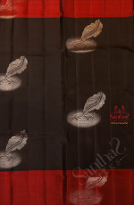 BLACK COLOUR BODY WITH SILVER ZARI LEAF BUTTA WITH CONTRAST BLOUSE & BORDER