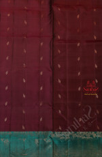 DARK PURPLE COLOUR BODY WITH COPPER ZARI LEAF BUTTA WITH CONTRAST BLOUSE & BORDER