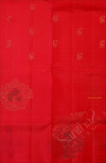 BORDERLESS RED COLOUR BODY WITH GOLDEN ZARI BUTTA WITH CONTRAST BLOUSE & BORDER