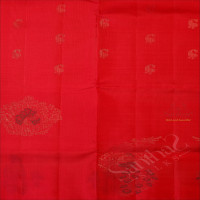 BORDERLESS RED COLOUR BODY WITH GOLDEN ZARI BUTTA WITH CONTRAST BLOUSE & BORDER