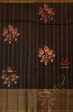BLACK COLOUR BODY WITH COPPER ZARI FLORAL BUTTA WITH CONTRAST BLOUSE & BORDER