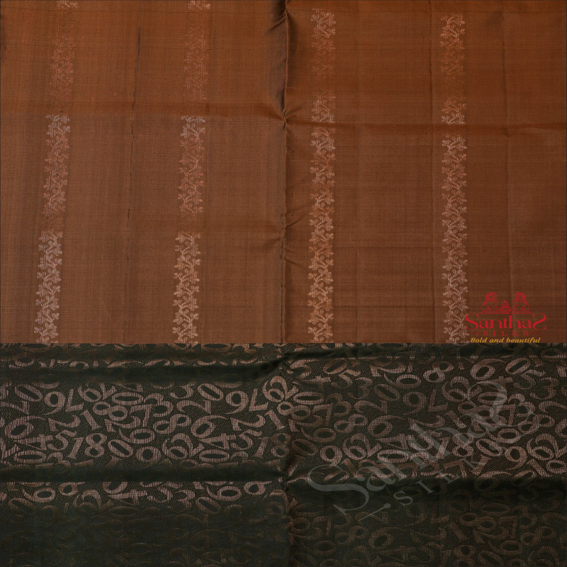 CAFE NOIR BROWN COLOUR BODY WITH FLORAL NEEM ZARI BUTTA WITH CONTRAST BLOUSE & BORDER