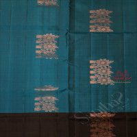 SAPPHIRE BLUE COLOUR BODY WITH FLORAL NEEM ZARI BUTTA WITH CONTRAST BLOUSE & BORDER