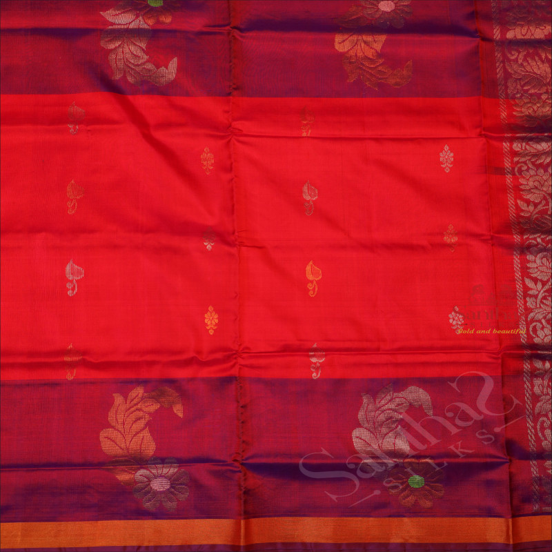 PINK COLOUR BODY WITH GOLDEN AND SILVER ZARI BUTTA WITH CONTRAST BLOUSE & BORDER