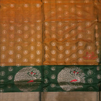 MEHENDHI GREEN COLOUR BODY WITH SILVER ZARI BUTTA WITH CONTRAST BLOUSE & BORDER