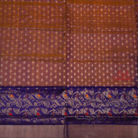 DUAL SHADE VIOLET COLOUR BODY WITH SILVER ZARI COIN BUTTA WITH CONTRAST BLOUSE & BORDER