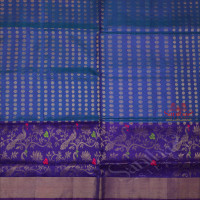 BLUE COLOUR BODY WITH SILVER ZARI COIN BUTTA WITH CONTRAST BLOUSE & BORDER